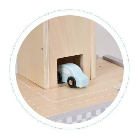 Duży drewniany tor garaż parking z windą + autka ECOTOYS Duży drewniany tor garaż parking z windą + autka ECOTOYS