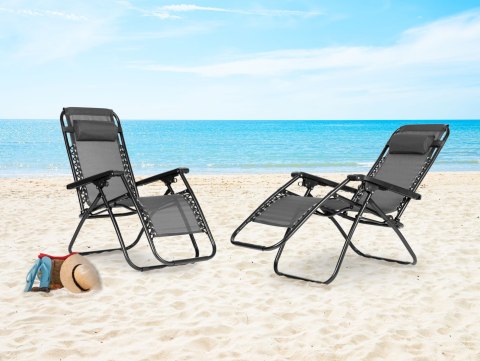 Leżak fotel ogrodowy plażowy regulowane oparcie ZERO GRAVITY MultiGarden - szary Leżak fotel ogrodowy plażowy regulowane oparcie ZERO GRAVITY MultiGarden - szary