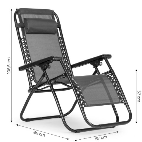 Leżak fotel ogrodowy plażowy regulowane oparcie ZERO GRAVITY MultiGarden - szary Leżak fotel ogrodowy plażowy regulowane oparcie ZERO GRAVITY MultiGarden - szary