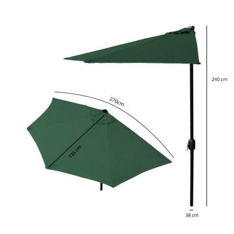 Parasol ogrodowy pół-parasol ścienny na taras 2,7 m zielony MultiGarden Parasol ogrodowy pół-parasol ścienny na taras 2,7 m zielony MultiGarden