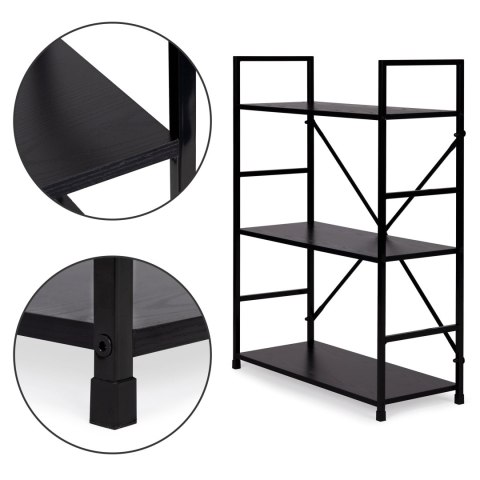 Regał drewniany metalowa rama szeroki LOFT 3 półki czarny ModernHome Regał drewniany metalowa rama szeroki LOFT 3 półki czarny ModernHome