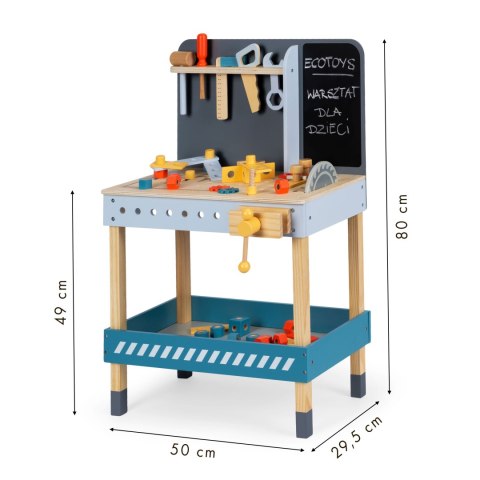 Zabawkowy drewniany warsztat z narzędziami - 47 el. ECOTOYS Zabawkowy drewniany warsztat z narzędziami - 47 el. ECOTOYS