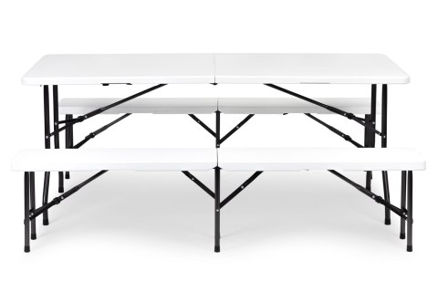 Zestaw cateringowy stół bankietowy 180cm 2 ławki biały ModernHome Zestaw cateringowy stół bankietowy 180cm 2 ławki biały ModernHome