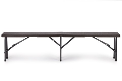 Zestaw cateringowy stół bankietowy 180 cm 2 ławki ratan brąz ModernHome Zestaw cateringowy stół bankietowy 180 cm 2 ławki ratan brąz ModernHome