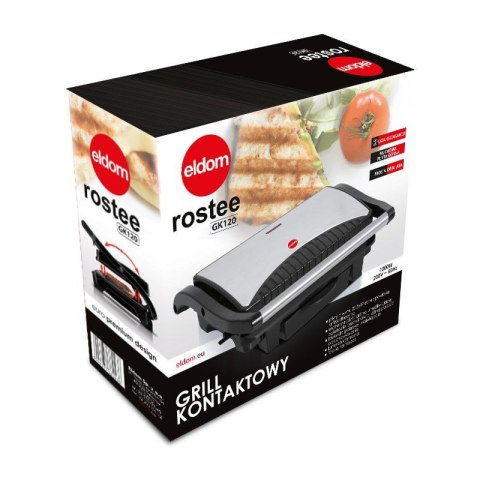 Grill kontaktowy, opiekacz ELDOM GK120 ROSTEE 1000W Grill kontaktowy, opiekacz ELDOM GK120 ROSTEE 1000W