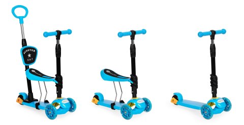 Hulajnoga trójkołowa balansowa led 3w1 świecące kółka - Niebieska ECOTOYS Hulajnoga trójkołowa balansowa led 3w1 świecące kółka - Niebieska ECOTOYS