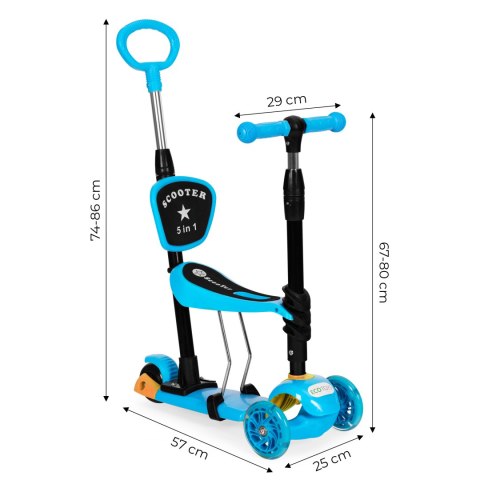Hulajnoga trójkołowa balansowa led 3w1 świecące kółka - Niebieska ECOTOYS Hulajnoga trójkołowa balansowa led 3w1 świecące kółka - Niebieska ECOTOYS