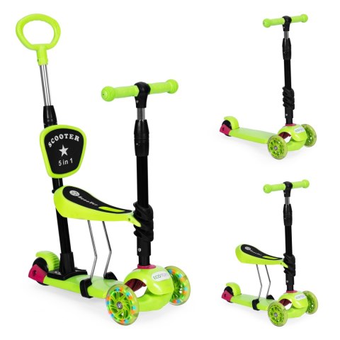 Hulajnoga trójkołowa balansowa led 3w1 świecące kółka - Zielona ECOTOYS Hulajnoga trójkołowa balansowa led 3w1 świecące kółka - Zielona ECOTOYS