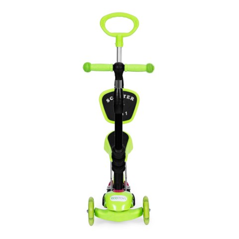 Hulajnoga trójkołowa balansowa led 3w1 świecące kółka - Zielona ECOTOYS Hulajnoga trójkołowa balansowa led 3w1 świecące kółka - Zielona ECOTOYS