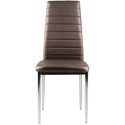 Krzesła zestaw 4 szt do salonu jadalni brąz chromowane nogi ModernHome Krzesła zestaw 4 szt do salonu jadalni brąz chromowane nogi ModernHome