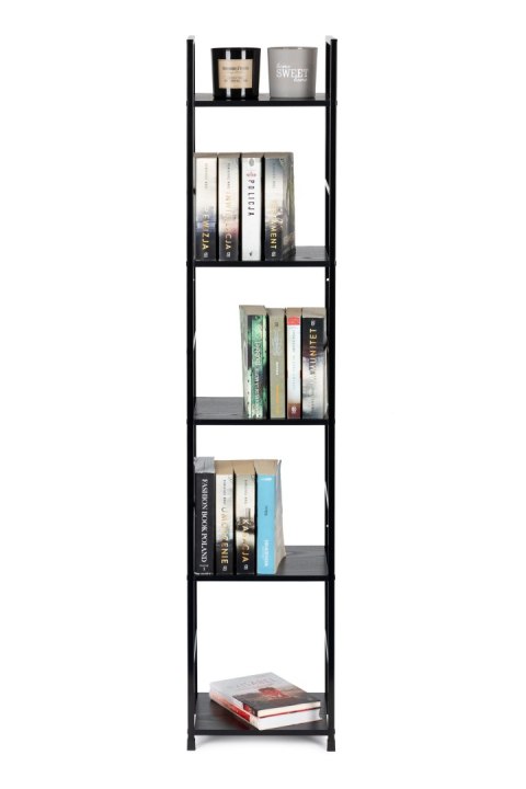 Regał drewniany nowoczesny metalowa rama LOFT 5 półek czarny ModernHome Regał drewniany nowoczesny metalowa rama LOFT 5 półek czarny ModernHome