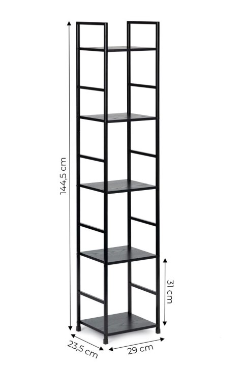 Regał drewniany nowoczesny metalowa rama LOFT 5 półek czarny ModernHome Regał drewniany nowoczesny metalowa rama LOFT 5 półek czarny ModernHome