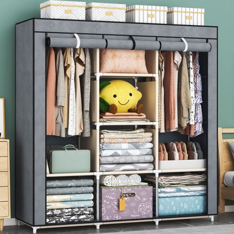 Szafa tekstylna duża materiałowa garderoba z półkami na ubrania i buty ModernHome Szafa tekstylna duża materiałowa garderoba z półkami na ubrania i buty ModernHome