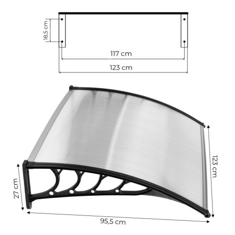 Daszek nad drzwi 120x100 cm zadaszenie osłona poliwęglan ModernHome Daszek nad drzwi 120x100 cm zadaszenie osłona poliwęglan ModernHome