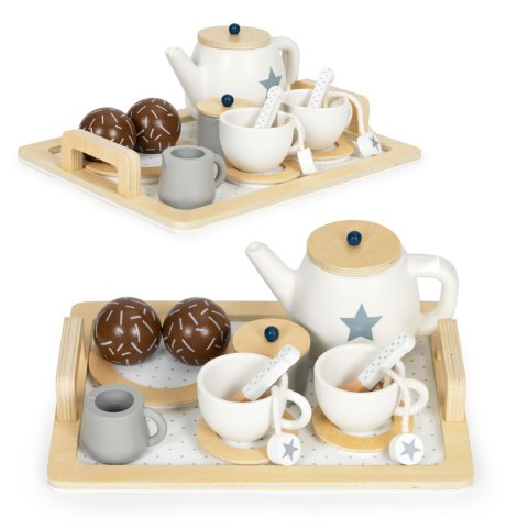 Drewniany zestaw do herbaty dzbanek filiżanki 17 elementów ECOTOYS Drewniany zestaw do herbaty dzbanek filiżanki 17 elementów ECOTOYS