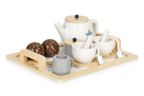 Drewniany zestaw do herbaty dzbanek filiżanki 17 elementów ECOTOYS Drewniany zestaw do herbaty dzbanek filiżanki 17 elementów ECOTOYS
