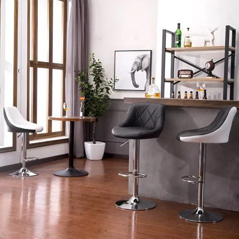 Hoker stołek barowy obrotowy podnóżek regulacja wysokości chrom ekoskóra ModernHome Hoker stołek barowy obrotowy podnóżek regulacja wysokości chrom ekoskóra ModernHome