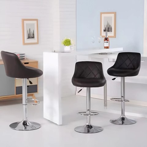 Hoker stołek barowy obrotowy podnóżek regulacja wysokości chrom ekoskóra ModernHome Hoker stołek barowy obrotowy podnóżek regulacja wysokości chrom ekoskóra ModernHome