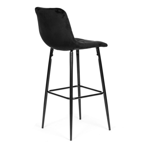 Hoker stołek barowy wysokie krzesło podnóżek welur czarny ModernHome Hoker stołek barowy wysokie krzesło podnóżek welur czarny ModernHome
