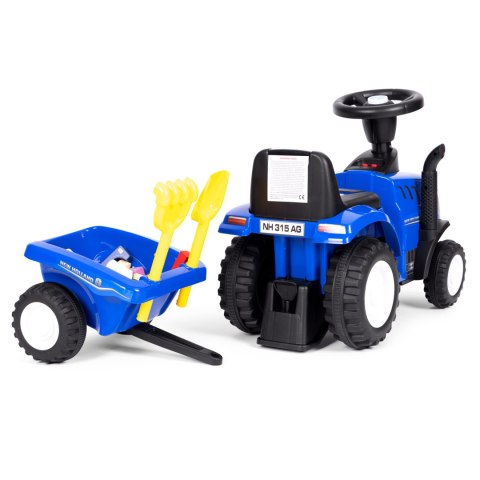 Jeździk traktor New Holland z przyczepką dla dzieci interaktywna kierownica dźwięki niebieski Jeździk traktor New Holland z przyczepką dla dzieci interaktywna kierownica dźwięki niebieski