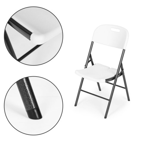 Komplet 2 krzeseł składanych zestaw cateringowy metal HDPE białe ModernHome Komplet 2 krzeseł składanych zestaw cateringowy metal HDPE białe ModernHome