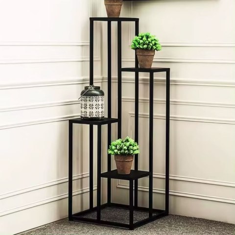 Kwietnik regał na kwiaty ozdoby 4 półki metal MDF jasny orzech ModernHome Kwietnik regał na kwiaty ozdoby 4 półki metal MDF jasny orzech ModernHome
