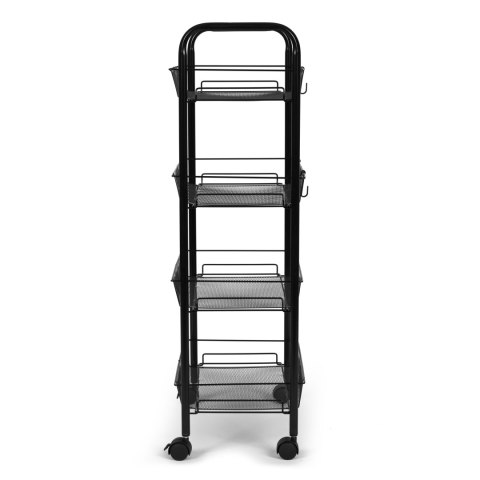 Metalowy regał mobliny łazienkowy z 4 półkami kółka czarny ModernHome Metalowy regał mobliny łazienkowy z 4 półkami kółka czarny ModernHome