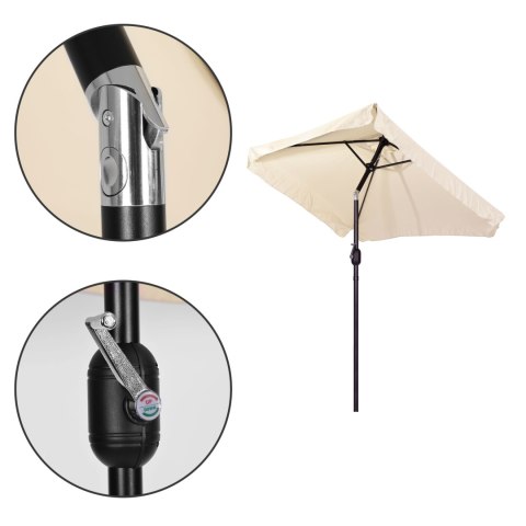 Prostokątny duży parasol ogrodowy skośny łamany z korbą beżowy 200x140 cm MultiGarden Prostokątny duży parasol ogrodowy skośny łamany z korbą beżowy 200x140 cm MultiGarden