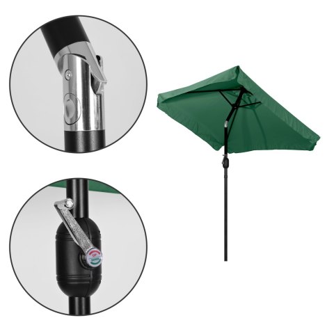 Prostokątny duży parasol ogrodowy skośny łamany z korbą zielony 200x140 cm MultiGarden Prostokątny duży parasol ogrodowy skośny łamany z korbą zielony 200x140 cm MultiGarden