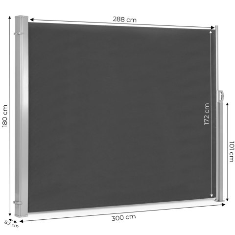 Składana markiza 300x180 cm boczna roleta parawan do ogrodu na taras antracyt MultiGarden Składana markiza 300x180 cm boczna roleta parawan do ogrodu na taras antracyt MultiGarden