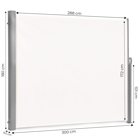 Składana markiza 300x180 cm boczna roleta parawan do ogrodu na taras beżowa MultiGarden Składana markiza 300x180 cm boczna roleta parawan do ogrodu na taras beżowa MultiGarden