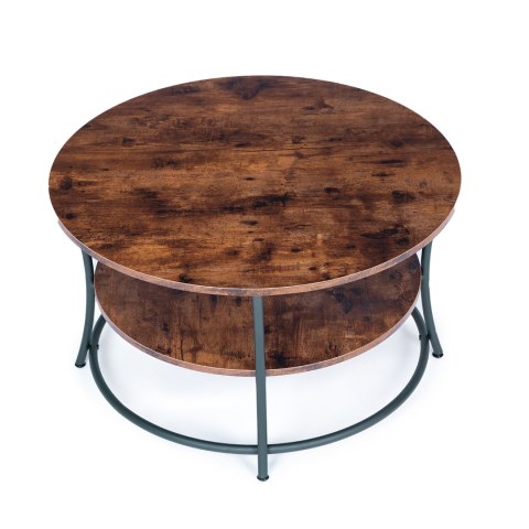 Stolik kawowy okrągły ława z półką industrial ModernHome Stolik kawowy okrągły ława z półką industrial ModernHome