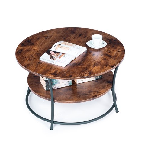 Stolik kawowy okrągły ława z półką industrial ModernHome Stolik kawowy okrągły ława z półką industrial ModernHome