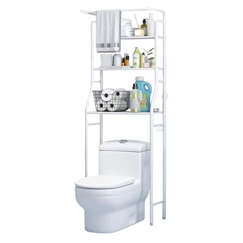 Wysoki regał WC łazienkowy nad sedes 3 półki aluminiowa konstrukcja Wysoki regał WC łazienkowy nad sedes 3 półki aluminiowa konstrukcja