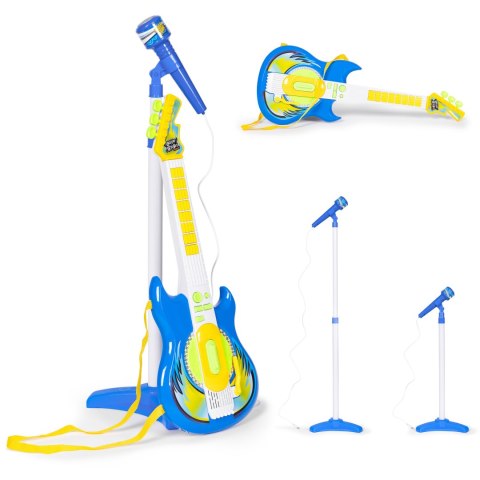 Zestaw gitara elektryczna mikrofon statyw dla dzieci MP3 - niebieska Zestaw gitara elektryczna mikrofon statyw dla dzieci MP3 - niebieska