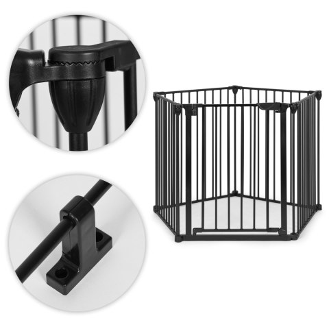 Bramka kojec barierka ochronna dla dzieci i zwierząt 5 paneli 60 cm metal czarny ECOTOYS Bramka kojec barierka ochronna dla dzieci i zwierząt 5 paneli 60 cm metal czarny ECOTOYS