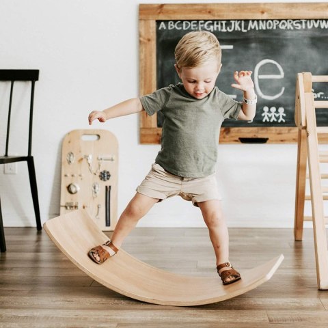 Deska do balansowania dla dzieci bujak drewniany ćwiczenia równowagi ECOTOYS Deska do balansowania dla dzieci bujak drewniany ćwiczenia równowagi ECOTOYS