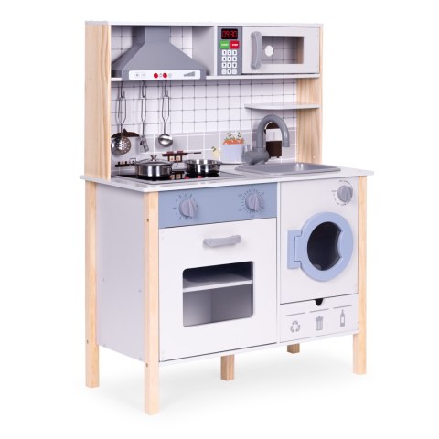 Drewniana kuchnia dla dzieci dźwięki LED piekarnik pralka akcesoria kuchenne ECOTOYS Drewniana kuchnia dla dzieci dźwięki LED piekarnik pralka akcesoria kuchenne ECOTOYS