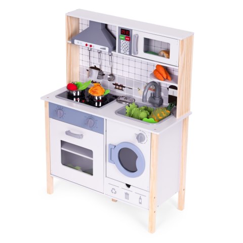 Drewniana kuchnia dla dzieci dźwięki LED piekarnik pralka akcesoria kuchenne ECOTOYS Drewniana kuchnia dla dzieci dźwięki LED piekarnik pralka akcesoria kuchenne ECOTOYS