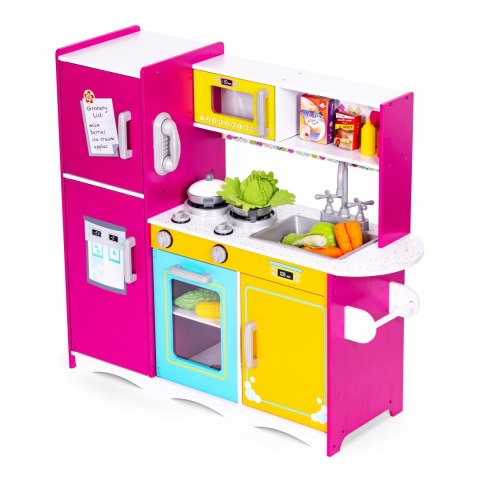 Duża drewniana kuchnia dla dzieci kolorowa otwierana lodówka piekarnik mikrofalówka ECOTOYS Duża drewniana kuchnia dla dzieci kolorowa otwierana lodówka piekarnik mikrofalówka ECOTOYS