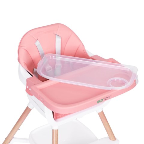 Fotelik krzesełko do karmienia dzieci 2w1 różowy ECOTOYS Fotelik krzesełko do karmienia dzieci 2w1 różowy ECOTOYS