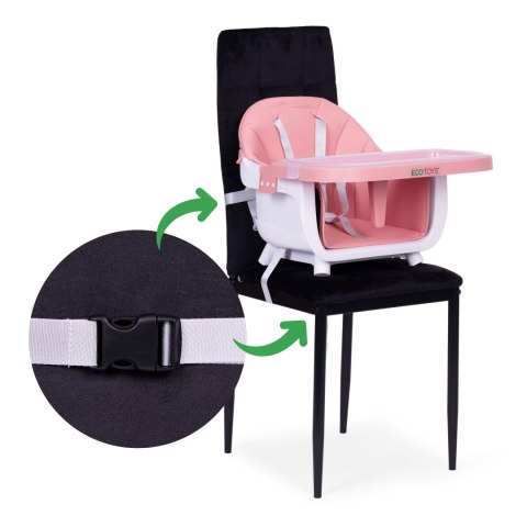 Fotelik krzesełko do karmienia dzieci 2w1 różowy ECOTOYS Fotelik krzesełko do karmienia dzieci 2w1 różowy ECOTOYS