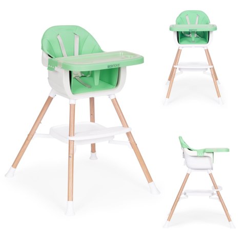 Fotelik krzesełko do karmienia dzieci 2w1 zielony ECOTOYS Fotelik krzesełko do karmienia dzieci 2w1 zielony ECOTOYS