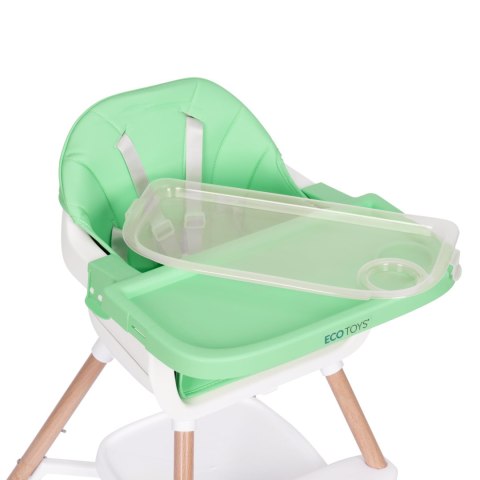 Fotelik krzesełko do karmienia dzieci 2w1 zielony ECOTOYS Fotelik krzesełko do karmienia dzieci 2w1 zielony ECOTOYS