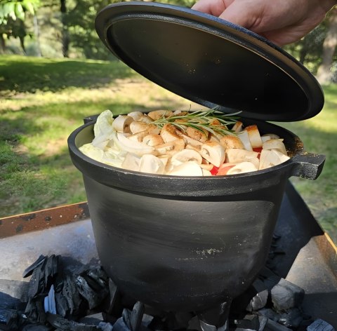 Kociołek żeliwny stojący 5L garnek myśliwski ognisko grill MultiGarden Kociołek żeliwny stojący 5L garnek myśliwski ognisko grill MultiGarden