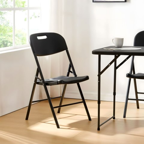 Komplet 2 krzeseł składanych zestaw cateringowy metal HDPE czarne ModernHome Komplet 2 krzeseł składanych zestaw cateringowy metal HDPE czarne ModernHome