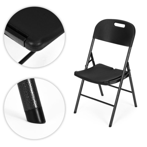 Komplet 2 krzeseł składanych zestaw cateringowy metal HDPE czarne ModernHome Komplet 2 krzeseł składanych zestaw cateringowy metal HDPE czarne ModernHome