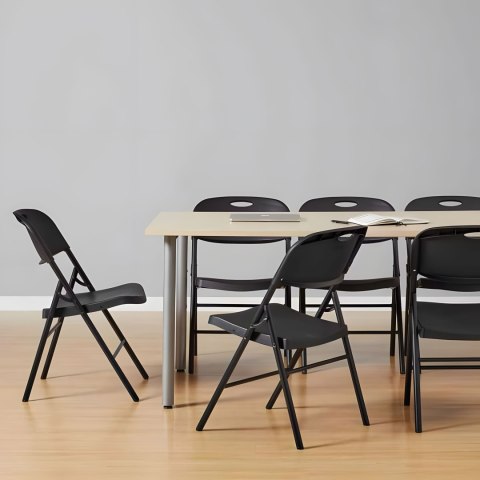 Komplet 2 krzeseł składanych zestaw cateringowy metal HDPE czarne ModernHome Komplet 2 krzeseł składanych zestaw cateringowy metal HDPE czarne ModernHome