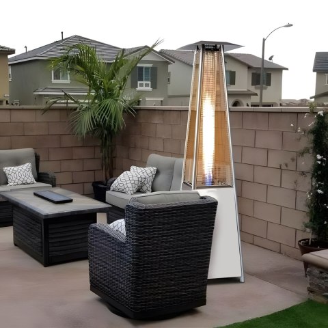 Ogrzewacz parasol gazowy grzejnik 13 kW srebrny szklany na ogród patio reduktor wąż pokrowiec MultiGarden Ogrzewacz parasol gazowy grzejnik 13 kW srebrny szklany na ogród patio reduktor wąż pokrowiec MultiGarden