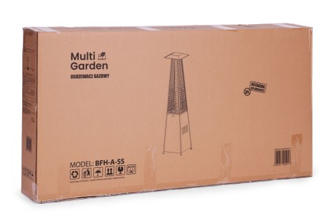 Ogrzewacz parasol gazowy grzejnik 13 kW srebrny szklany na ogród patio reduktor wąż pokrowiec MultiGarden Ogrzewacz parasol gazowy grzejnik 13 kW srebrny szklany na ogród patio reduktor wąż pokrowiec MultiGarden